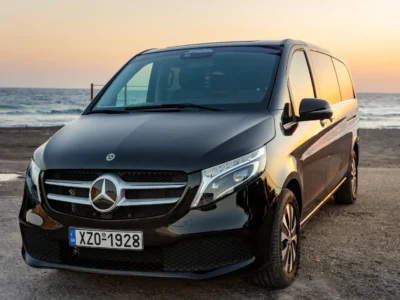 Santorini private transfer in a luxury V-Class Mercedes
